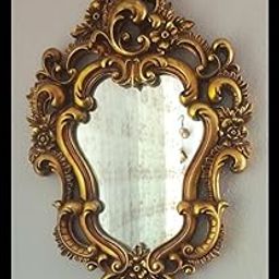 Wood Dart Wall Mount Wooden MDF Hand Made Oval Shape Vanity Mirror for Living Room (30X20 Inches, Antique Gold)-image-32