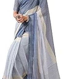 Women's Printed Cotton Linen One Minute Ready to Wear Saree with Pocket & Unstitched Blouse Piece-picture-21