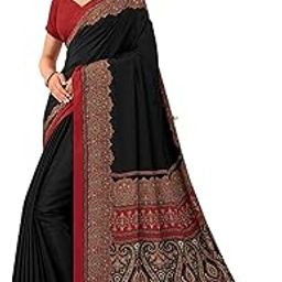 Women's Silk Crepe Printed Saree with Unstitched Blouse Piece-image-1