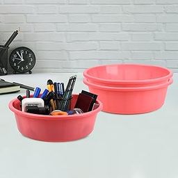 Pack of 3 Desk Organizer | Stationery Organizer Tub | Multipurpose Storage Organizer | Office Supplies Organizer for Pen-Pencil-Staplers-Clips | Desktop Organizer | 6 LTR | Pink-image-84