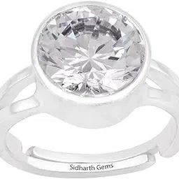 anuj sales 9.25 Ratti 8.50 Carat Natural Quality Rashi Ratna Astrological White Zircon Stone Silver Adjustable Ring for Men and Women-picture-40
