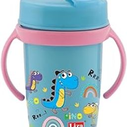 Adore SNOOZY Twin Handle Stainless Steel Straw Sipper, Spill Proof Straw Sipper with Silicon Straw 360ml (Blue)-image-12