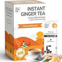 TeaFit Premium NO SUGAR Instant Ginger Tea Premix | Pack of 10 Sachets (140gm) | Real Milk & Ginger | Strong, Home Style Adrak Chai | Milk Tea Premix | Diabetic Friendly | No Added Sweeteners-image-22