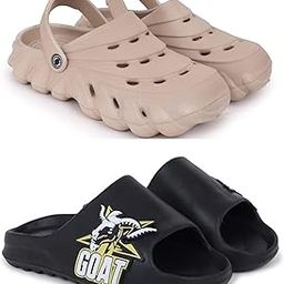 Combo Pack of 2 Slipper/Flip Flops/Slides/Clogs/Sandals for Men (Cl-1400 Vs YEE-Goat)-image-93