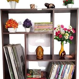 KVS Furniture Swastik Shape/Sqaure Shape/Engineered Wood Bookshelf Multipurpose Home Decor Storage Rack Bookcase Showcase for Home Library, Office Modern Book Rack Big (Brown)-19