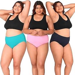 M to 9XL Cotton Panties for Women Plus Size | High Waist with Full Coverage | Combo Pack of 3 | Comfort Heavy Size Underwear for Ladies, Any 3 Color Will Sent-picture-3