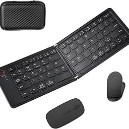 Foldable Keyboard and Mouse, Folding Keyboard Mouse Combo with Travel Case,Bluetooth Portable Mouse Keyboard for iPads Laptop Tablets-Black-image-33