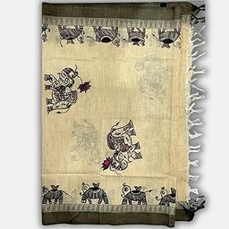 Handpainted Dupatta for Women | Madhubani Hand-Painted Pure Cotton Handloom Dupatta for Women – Ethnic Traditional Art | Festival & Casual Wear | Lightweight & Eco-Friendly-image-18