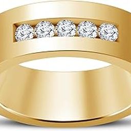 Atjewels 14K Yellow Gold Over 925 Sterling Silver Round White CZ Engagement Wedding Band Ring-13