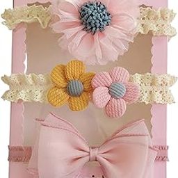 SYGA 3 Pcs Baby Girl Headband Soft Flower Bow Strechable Hairband Suitable For Newborns, Infants, Toddlers and Kids 0-3 Years(Color - 1026)-image-43