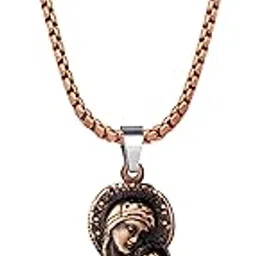 m men style Virgin Mary & Baby Jesus Pendant Necklace for Men & Women | Antique Copper-Tone Religious Pendant with 22 Inch Chain | Christian Faith Jewelry Gift Copper SPn2025345-picture-21