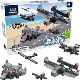 Webby 5 in 1 Fighter Planes ABS Building Blocks Kit, Colourful Bricks and Blocks Adventure Play Set, Fun Creative Toy Set for 5+ Years Kid (112 Pcs) Multi color (112 pieces)-9