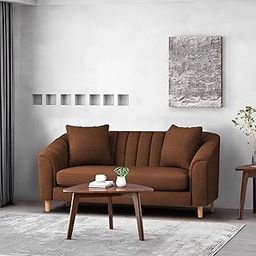 Casaliving Doraldo 2 Seater Sofa Set for Living Room (Brown Colour) Premium Fabric Sofa-image-88