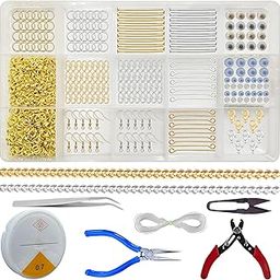 RelicMani Jewelry Making Kit | Gold & Silver Metal Findings for DIY Crafts | Beading Supplies for Necklaces, Bracelets & Earrings | Includes Storage Box (Findings + Tools)-image-94