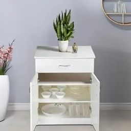 Mintwud from Pepperfry Engineered Wood Sideboard Cabinet With 2 Doors and 1 Drawer | Multipurpose Storage Organizer Furniture for Kitchen, Crockery, Living Room, Bedroom and Hotel(Frosty White Finish)-image-11