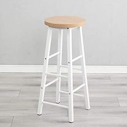 INDIAN DECOR. 45290 Wooden Bar Stool Dining Breakfast Stool/Bar Stool Chair Kitchen Cafe Bistro White with Wooden Color top - Made in India-image-87