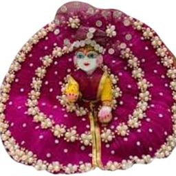 Bala Gopala Handmade Dark Green Pearl Studded Laddu Gopal Dress | Janmashtami Special Poshak for Bal Gopal Krishna Janmashtami Dress Teej Spical All Festival Special Gopal Dress (4, Pink)-image-16