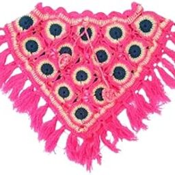 NILU Craft Handmade Woolen Poncho for Baby Girls Round Neck Long Sleeve (Age 3 to 4 Year) Pink-image-13