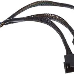 Meri Shopp 15cm 4 pin 3 Ways Y Splitter Computer PC Fan Power Cable Wire Black Sleeved-7