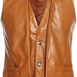 KTM Healthcare® S (US 36), Light Brown : Men V Neck Single Breasted Adjustable Buckle Layered Vest-image-52