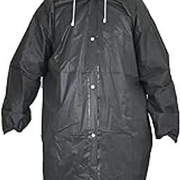 Long Waterproof Rain Coat with Hood, Unisex Adult, Available in Blue, Black, Purple, Yellow, Pink, Grey-image-100