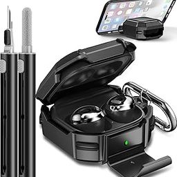 FACTOTECH Samsung Galaxy Buds Case - Carbon Fiber Cover for Buds 2 Pro/2/Pro/Live/FE (2023) With Safety Lock, Doubles as Cell Phone Stand - Black-19