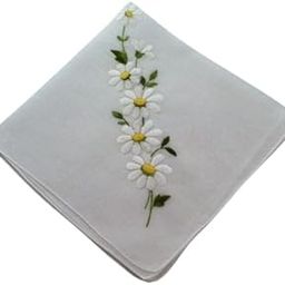 Shree adodhya men/women hankerchief with white flower embroidery, white colour and cotton handkerchief, embroidery white and green.pack of 2.-picture-42