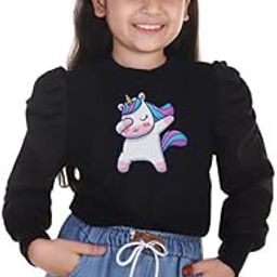 Girls Unicorn Top Stylish Girls Kids Top Fancy Kids Top Puff Full Sleeve-image-72