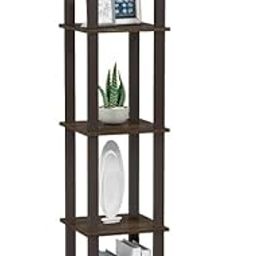 Turn-N-Tube Compact Multipurpose Shelf Display Rack/Bookshelf/SHOERACK Shelf,Square Design (5 FL../ Square., Wenge- Flowery)-picture-0