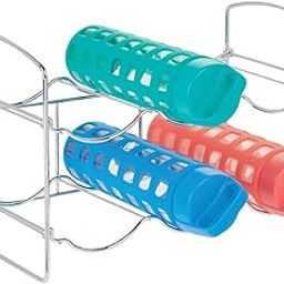 Craft Capital Metal Water Bottle Rack Storage Organizer for Kitchen Countertops, Pantry, Fridge - Stores Wine, Beer, Pop/Soda - 2 Levels, Each Holds 6 Bottles, Free-Standing (Silver)-image-80
