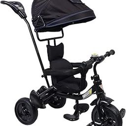 BeyBee| Alpha Secure Baby Tricycle for Kids with Sun Canopy & Parents Handle with Bell and Also with a Water Bottle | Color Wheels for Boys and Girls for Age 1 to 5 yrs (Black)-image-49