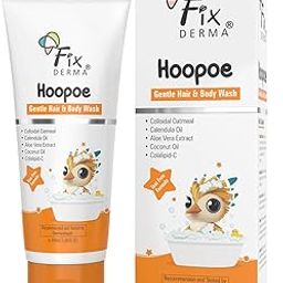 Fixderma Hoopoe Gentle Hair & Body Wash for Kids with Colloidal oatmeal, Aloe Vera Gel Extract, Calendula & Coconut Oil|Top to Toe wash for Baby | Tear Free Formula | Dermatologist Tested (100 Ml)-image-1
