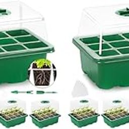 HASTHIP® Plastic Seedling Germination Tray Seed Starter Kit Microgreen Growing Trays with 12 Cell Labels Tools Greenhouse Kit for Seeds Growing 10PCS-image-3