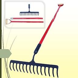 MAXAGRO Heavy Duty Garden Rake Adjustable with Long Handle for Quick Clean Lawn, Garden Leaf and Garbage Hand Cultivator 14 Teeth-picture-21