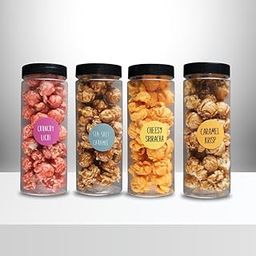 Popcorn & Company Gourmet Popcorn Combo (Pack of 4, 200gm) - Caramel Krisp, Crunchy Lichi & Seasalt Caramel (60gm Each) Cheesy Sriracha (20gm) Perfect for Movie Nights & Gatherings, Evening Snacks-image-3