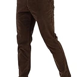 Men Slim Fit Brown Corduroy Cotton Stretch Chinos-picture-36