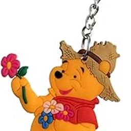 Yellow-Red Doublesided Teddy Bear with Flower Design Rubber Keyring & Keychain-picture-26