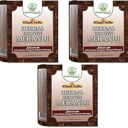 Khadi Brown Mehandi for Hair By Bhudevam Naturals | Natural Henna Powder for Rich Color & Shine, Strengthens & Conditions Hair | Free From Harsh Chemicals | Suitable For All Hair Types- Pack of 3-image-82