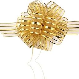 Home REPUBLIC-10 Bow Golden Colour Colour 50 mm Wedding Pull Bow Organza Striped Ribbon String with 35" Long Tulle Tails Wedding Party Bridal Gift wrap Wrapping Bows,Gift Bows, Christmas Bows-image-97