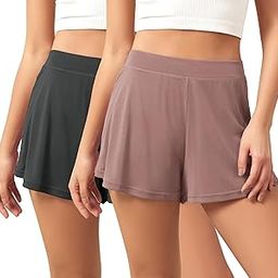 2-Pack Modal Soft Lounge Shorts for Women High Waist Casual Sleepwear Cozy Pajama Bottom-image-44