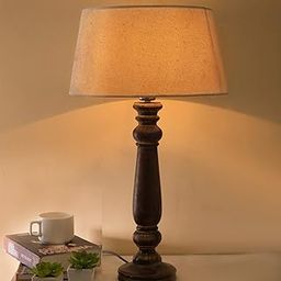 Homesake Wooden LED Table Lamp, Antique Home Decor with Shade Empire,Table Night Lamps for Bedroom, Black, Pack of 1-11