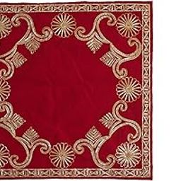 Luxury Red Velvet Decorative Pooja Aasan (18 x18 Inch) with Gold Embroidery for God Idol, Puja aasan mat for Sitting/Mandir Home Temple/Chowki, Red Velvet Cloth for Ganesh Baithak (1, Square)-image-56