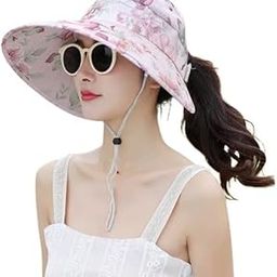 Extra Wide Brim Sun Visor Hats For Women Uv Protection 5 Inch Wide Brim Summer Polyester Cap For Girls Hat Uv Protection Breathable Casual Beach Hat, Sun Protection Cap For Women (Pink)-image-117