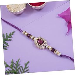 Designer Kundan Pearl Bhaiya Rakhi With Roli Chawal & Rakshabandhan Card for Brother/Bro/Bhai/Men-image-19
