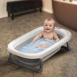 Baybee Jolly Kids Foldable Bathtub for Babies & Toddlers, Anti-Skid Base & Drainer | Baby Bathing Tub for Boys & Girls (0-3 Years, Grey)-image-23