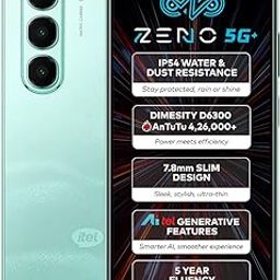 itel ZENO 5G+ AI Smartphone | 4GB RAM + 128GB ROM | D6300 5G Processor | IP54 Dust & Water Resistant| 6.7" HD+ Punch Hole 120Hz Display Refresh Rate |5 Yr Fluency Experience | 50MP | Wave Green-image-20