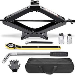 Scissor Jack 3 Ton (6610 lbs) Tire Changing Kit with Lug Wrench - Emergency Kit for Car, SUV, MPV-25