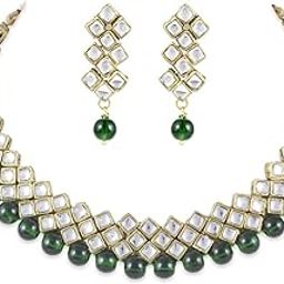 Kundan Choker Traditional Jewellery Necklace Set With Earrings For Women Girls-image-51