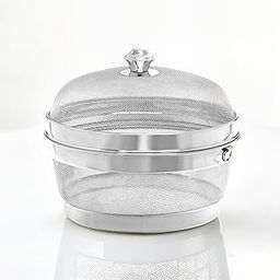 Kuber Industries Stainless Steel Fruit Basket for Dining Table With Net Cover & Lid - Vegetable Organizer Bowl Storage/Holder for Kitchen-28