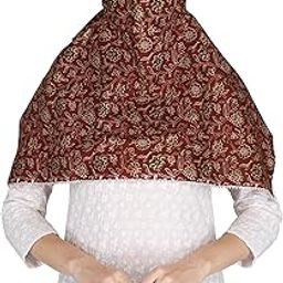 Scarf Face Cover Mask Head Wrap Hair Cover Stole Cotton Floral Printed Bandana Double Face Cum Mask For Women and girls (Cyan)-6